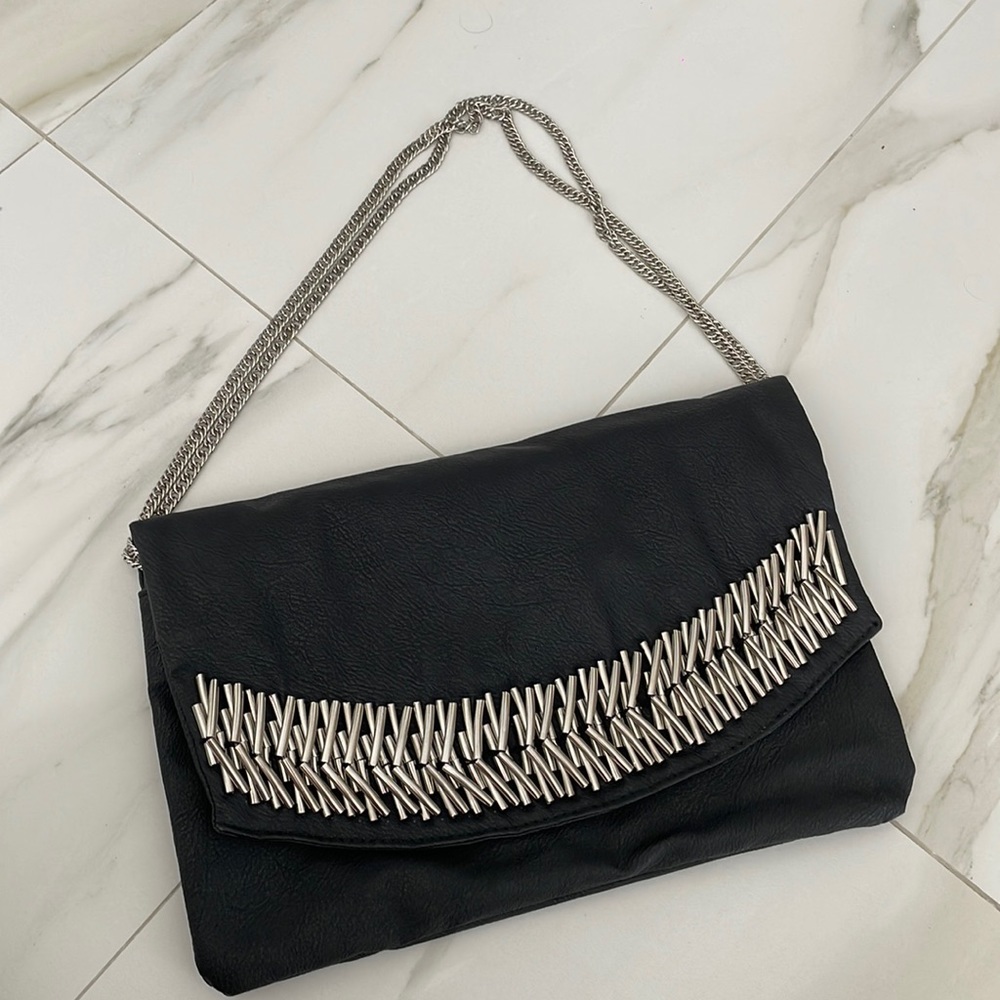 Kardashian Kollection Black Vegan Leather Clutch